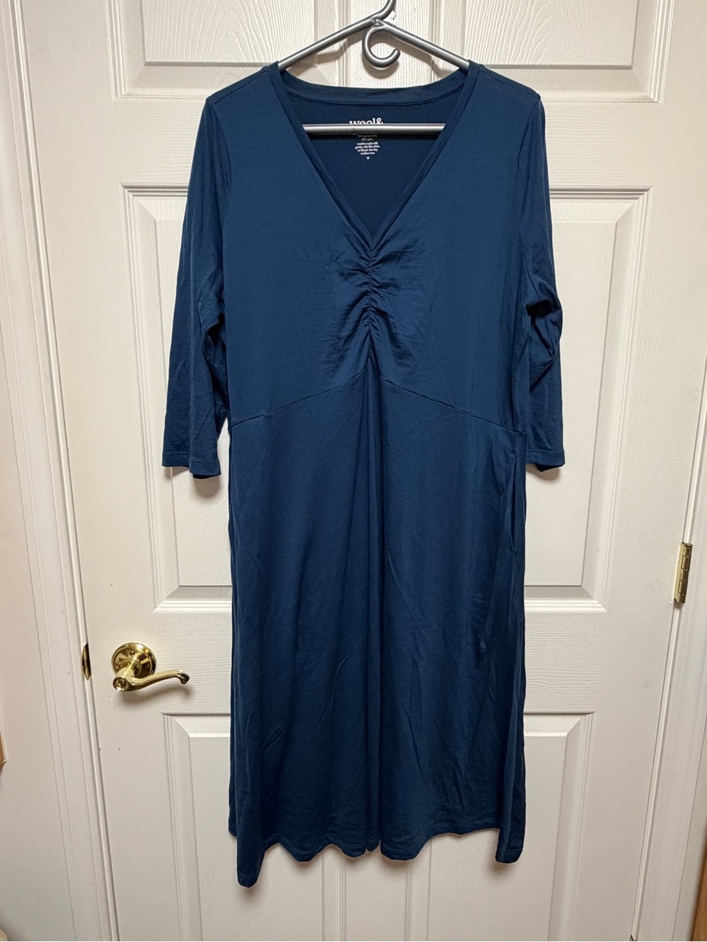 Wool& Emilia Blue Mirage V-Neck 3/4-Sleeve Midi Dress
